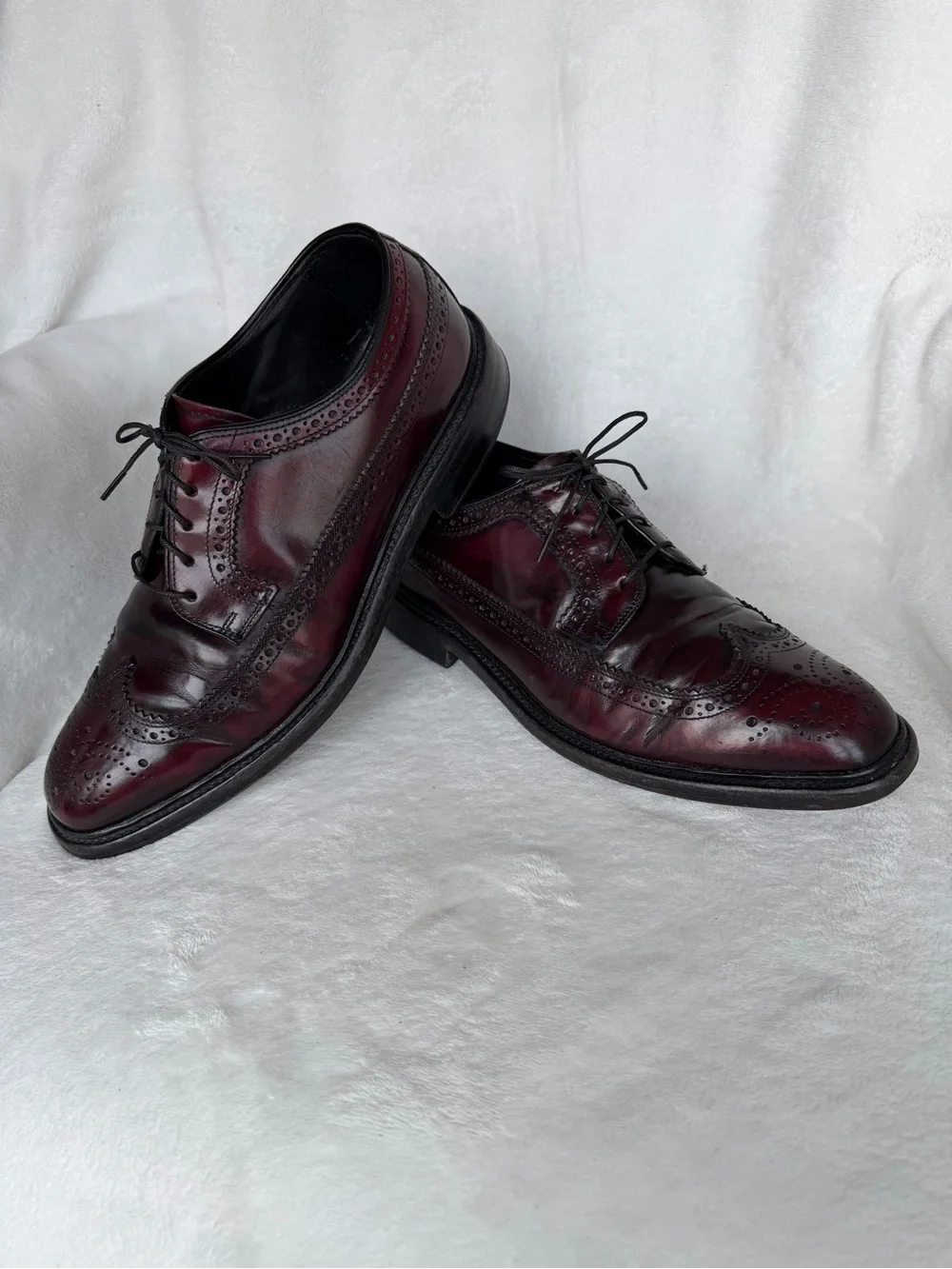 Vintage Hanover Masterflex Wingtip Oxford Men's Leather Shoes Burgundy 8.5